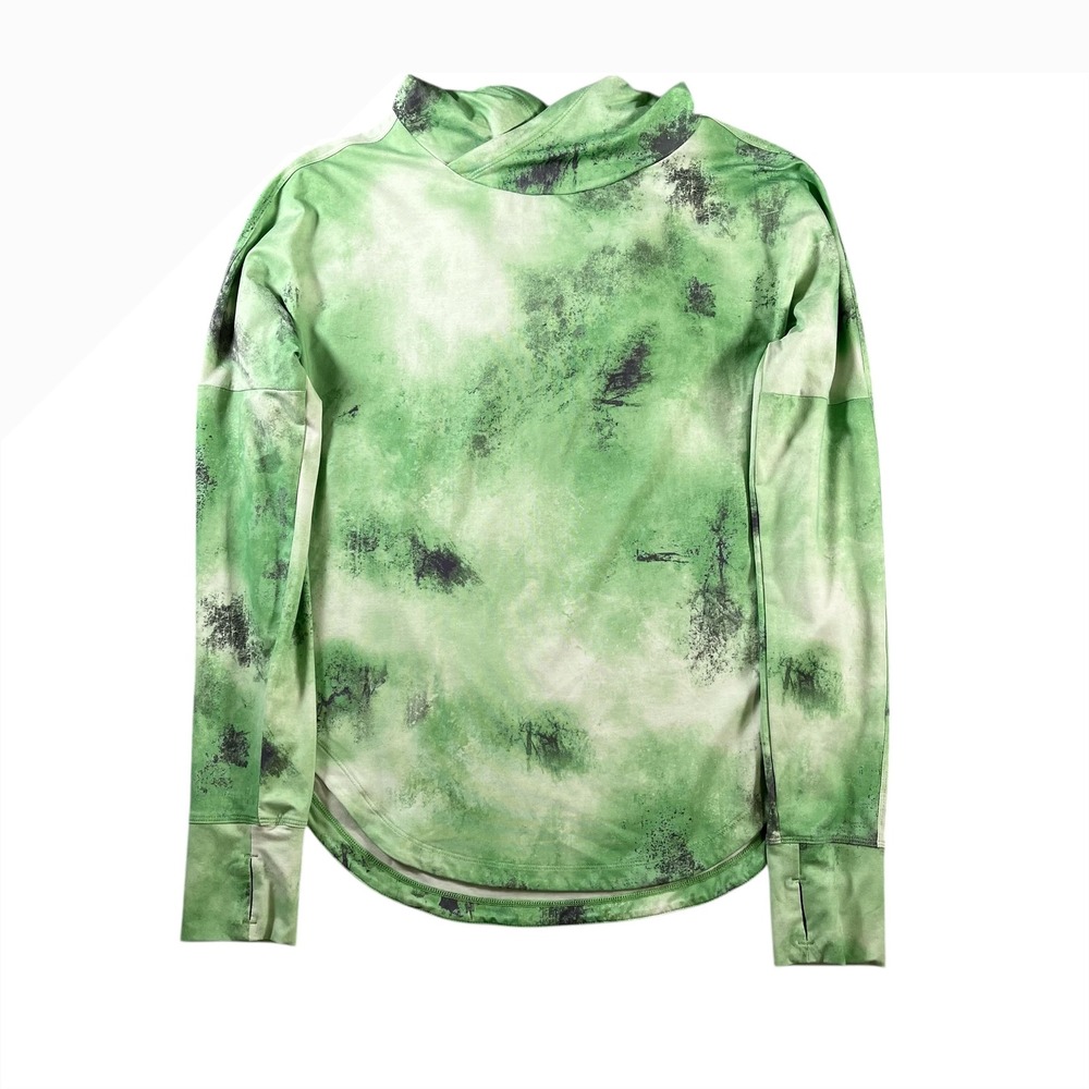 REI Co Op Womens Size XS Green Tie Dye Long Sleeve Hooded Pullover Top